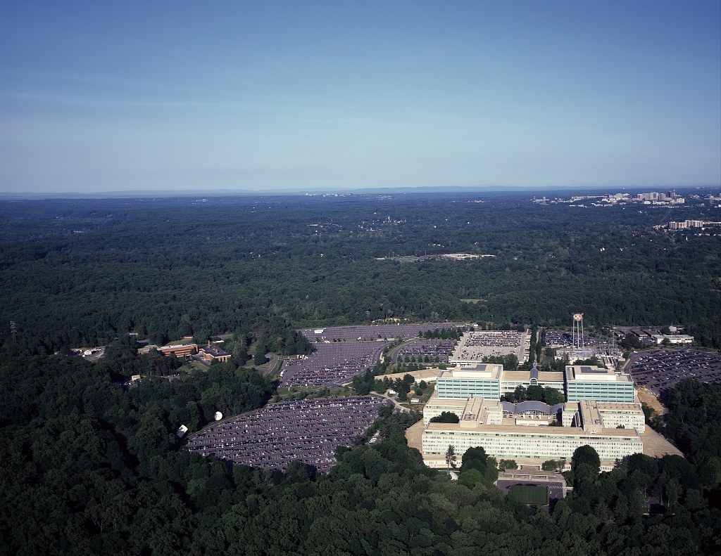 Vista aérea de la sede de la CIA en Langley, Virginia, Estados Unidos